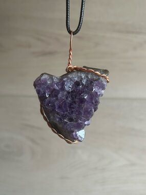 Handmade Wired Amethyst Pendant Necklace
